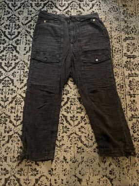Anthro gauze washed black cargo pants